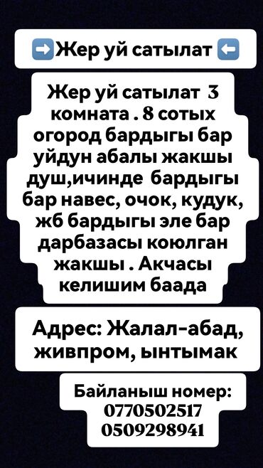 баран живой: Жер уй сатылат 8 сотых бардак шартары бар огород,очок,навес