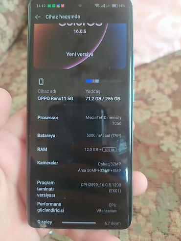 note 40 pro: Oppo Reno 11 5G, 256 GB, rəng - Yaşıl, İki sim kartlı — 1