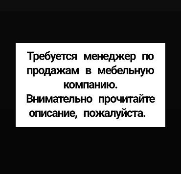 Жумуш: Талап кылынат Сатуу боюнча менеджер, Иш тартиби: Алты күндүк, Толук жумуш күнү, Расмий жумушка орноштуруу — 1