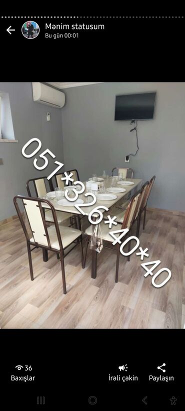 Masa və oturacaq dəstləri: Qonaq otağı üçün, Yeni, Dördbucaq masa, 4 stul — 9