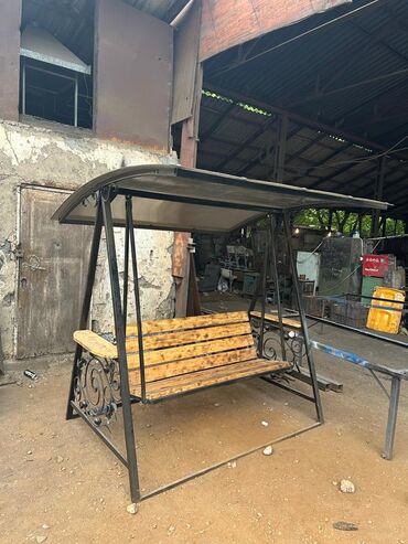 Садовые качели: Садовые качели Металл, Со спинкой, С крышей — 16