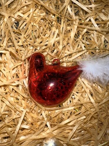 Yeni il oyuncaqları və bəzəkləri: Yeni il ağacı üçün quş fiqurlu bəzək dəsti - Dizayn: kiçik quş — 7