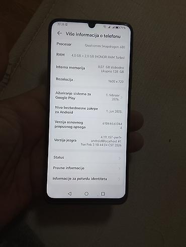 Honor: Honor (model CMA-LX1) smartphone - Ekran: 6.5" HD+ rezolucije 1600 × — 6