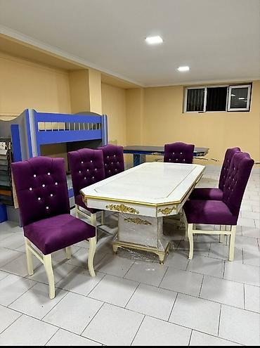 taxta stul stol: Qonaq otağı üçün, Yeni, Açılmayan, Dördbucaq masa, 6 stul — 2