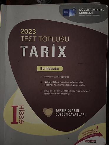test toplu: Məhsul: 2023 Test Toplusu – Tarix (I hissə) Xüsusiyyətlər: - Dövlət — 1