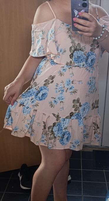 letnje haljine za punije zene: M (EU 38), bоја - Roze, Drugi stil, Drugi tip rukava