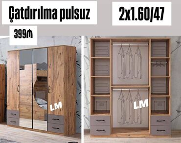 шкаф италия: Yeni, 4 qapılı Dolab-asılqan