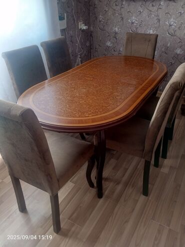 стол для совещаний: Qonaq otağı üçün, Açılmayan, Oval masa, 6 stul