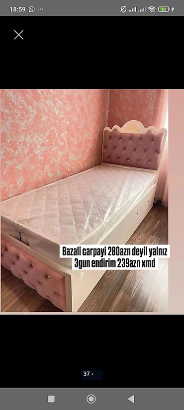 dosekler: Bazalı tək çarpayı – yumşaq kapitone başlıq, pastel çəhrayı tonlarda — 1