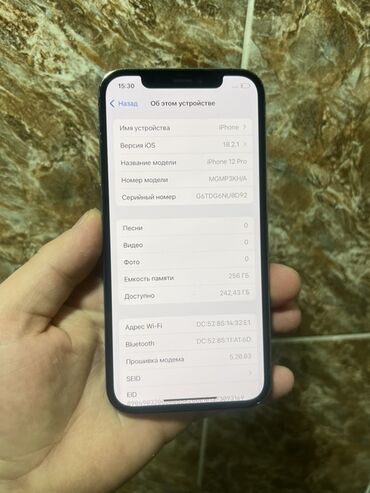 Apple iPhone: IPhone 12 Pro, Б/у, 256 ГБ, Графит, 85 % — 3