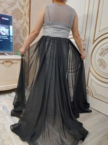 Ziyafət donları: Zərif axşam/ziyafət geyimi - Rəng: gümüşü boz krujeva əsas, qara — 7