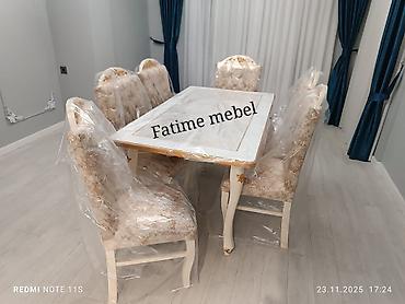 fatime mebel: Qonaq otağı üçün, Yeni, Açılmayan, Dördbucaq masa, 8 stul — 1