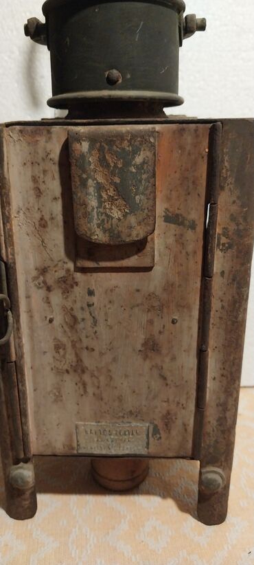 Stare vaze i dekor: Antikvarna metalna fenjer-lanterna sa uljanom lampom i staklenim — 6