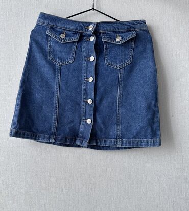 джинсовый пиджак: Юбка, Мини, Джинс, Высокая талия