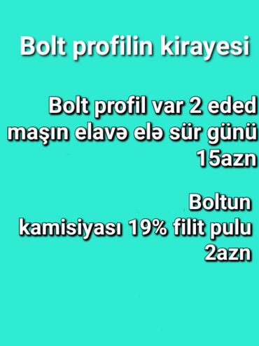 bolt islemek: Taksi sürücüsü tələb olunur, Şəxsi nəqliyyat vasitəsi ilə, Gündəlik ödəniş, Təcrübəsiz