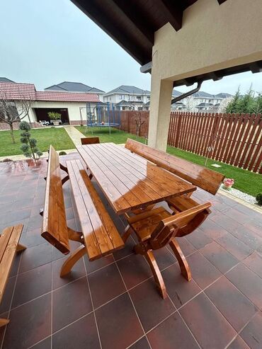 Bağ, çöl masa və oturacaq dəstləri: Yeni, Dördbucaq masa, 6 stul, Açılmayan, Stullar ilə, Taxta, Azərbaycan — 11