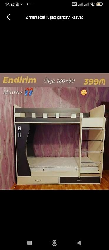 çarpayılar: Oğlan və qız üçün, Yeni, Çarpayı, Matras ilə, Siyirməli — 1