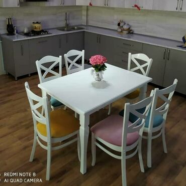 Sifarişlə masa və oturacaq dəstləri: ✔️Sifarişlə✔️ ✔️Kuxna üçün stol stul dəsti✨✨ ✔️stullarda rəng seçimi — 8