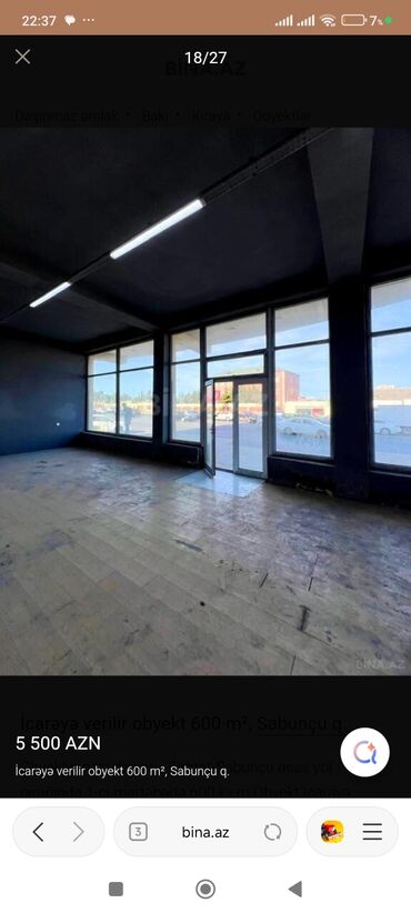 Binalar: İcarəyə obyekt – 600 m², Sabunçu q. - İki mərtəbəli, fasadı daş üzlü — 3