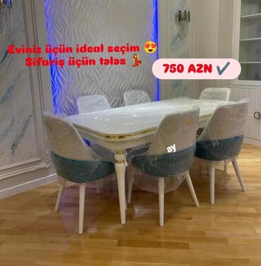 Masa və oturacaq dəstləri: Qonaq otağı üçün, Yeni, 6 stul