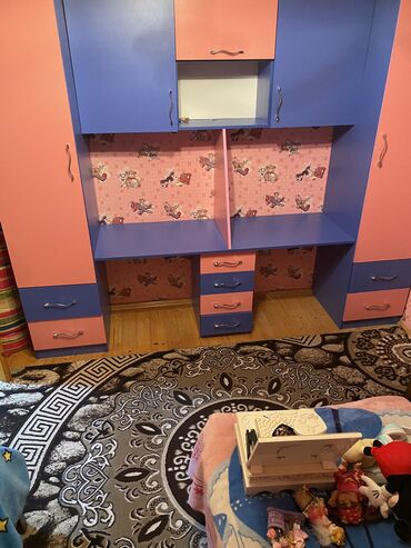 Детские шкафы: Б/у, Для девочки и мальчика, Прямой шкаф, 2 двери, Распашной, Без зеркала, Азербайджан