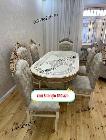 ders masa: Qonaq otağı üçün, Yeni, Açılmayan, Kvadrat masa, 6 stul — 4