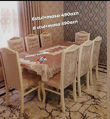 taxta stul stol: Yeni, Açılmayan, Dördbucaq masa, 6 stul — 1