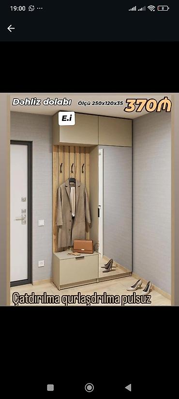 Ev üçün mebel: Dəhliz dolabı – ölçü: 250×120×35 sm - Praktik dəhliz komplekti — 1