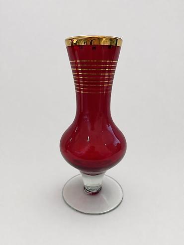 dekor güldan: Cütü-70 manat Vintage yaqut rəngli şüşə ayaqlı vazalar – cüt Vintage — 4