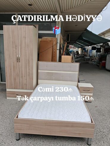 tek adamliq yataq: Tək nəfərlik yataq desti 230₼ ölçü dolab 85/210 çarpayı 125/200 tək