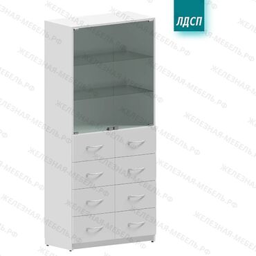 мебель для магазина одежды: Шкаф медицинский двухстворчатый со стеклом и ящиками ШМЛЯ СКБ-2С