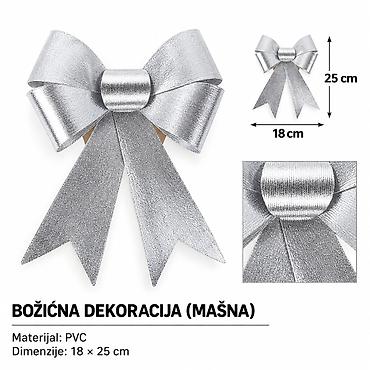 KMT Sjajna božićna mašna, srebrna 289693 Dekorativna božićna mašna u