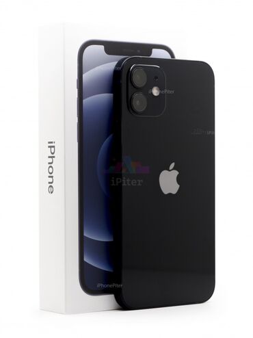 Apple iPhone: IPhone 12, Б/у, 128 ГБ, Черный, Защитное стекло, Чехол, Кабель, 85 %