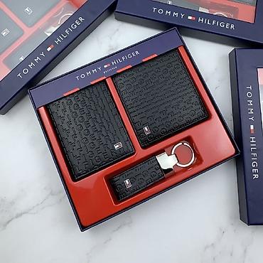 Portmone, pulqabıları: Tommy Hilfiger hədiyyə dəsti - Brend dizaynlı dəri aksesuarlar dəsti — 1