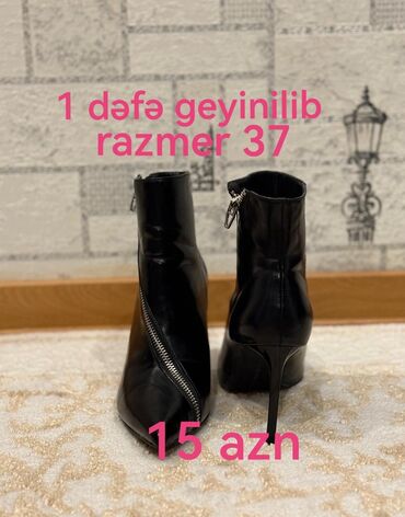Çəkmələr: Qısaboğaz, Ölçü: 37, rəng - Qara, İşlənmiş
