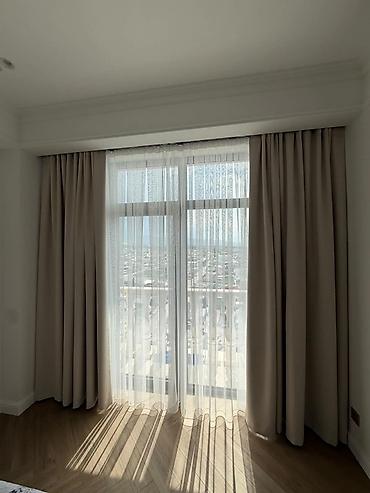 bed sheets: Комплект оконного оформления: плотные портьеры + легкий тюль - — 1