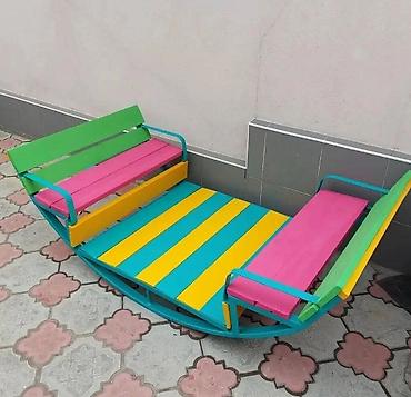 Детский мир: Качели турники песочницы скамейки балансиры машинки паровозики качалки — 9