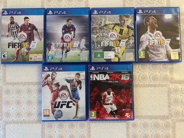 Oyun diskləri və kartricləri: Fifa 15 və Fifa 16 hər biri 10 Azn,Fifa 17və Fifa 18 hər biri 15