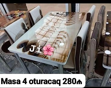 Masa və oturacaq dəstləri: Mətbəx üçün, Açılmayan, Dördbucaq masa, 2 stul — 5