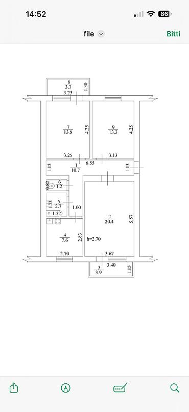 Köhnə tikili: Sumqayıt, 3 otaqlı, Köhnə tikili, 72 kv. m — 16