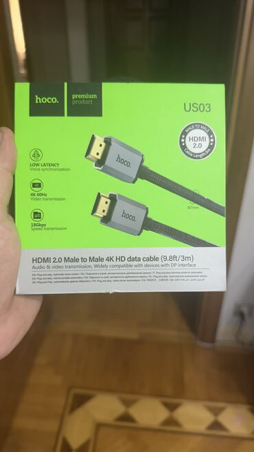 Hoco HDMI 2.0 kabel 4k/60 hz 3 Metr HDMI kabel Yenidir və bağlı