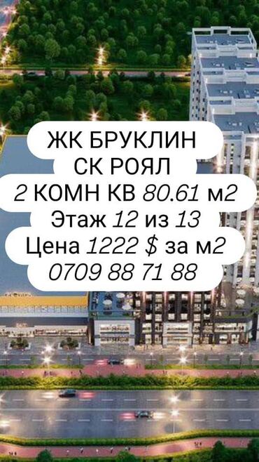 Продажа квартир: 2 комнаты, 80 м², Элитка, 12 этаж, ПСО (под самоотделку)