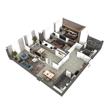 жк эпос: 3 комнаты, 127 м², Асанбай мкр Элитка, 4 этаж, ПСО (под самоотделку) — 4