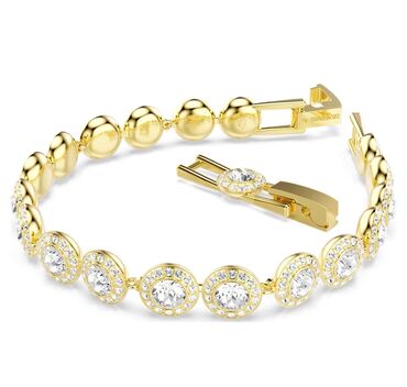 qizil bilerzikler: Swarovski qadın qolbağı – tennis tərzli, qızıl ton örtüklü. 195