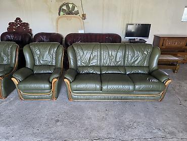 Stilske garniture: Komplet kožne garniture za dnevnu sobu – 1 - Sastav: trosed, dvosed i — 8