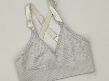 legginsy push up krótkie: Top sportowy / biustonosz bez fiszbin - Kolor: jasnoszary melanż -