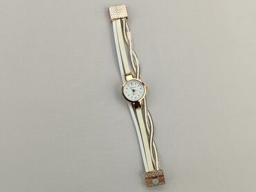 klapki na platformie born2be: Zegarek na rękę, kolor - Biały, stan - Idealny