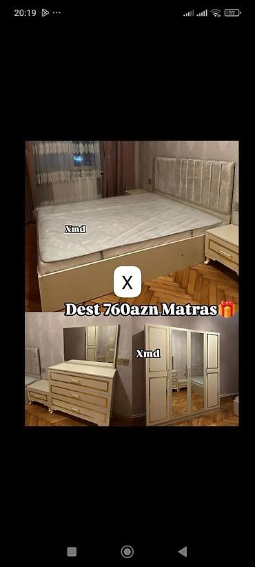 Yataq otağı dəsti – 760 AZN. Matras hədiyyə. Komplektə daxildir: -