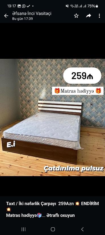 taxt dosəyi: *Taxt / İki nəfərlik Çarpayı 259Azn 💥 ENDİRİM💥* *Matras hədiyyə🎁* — 4