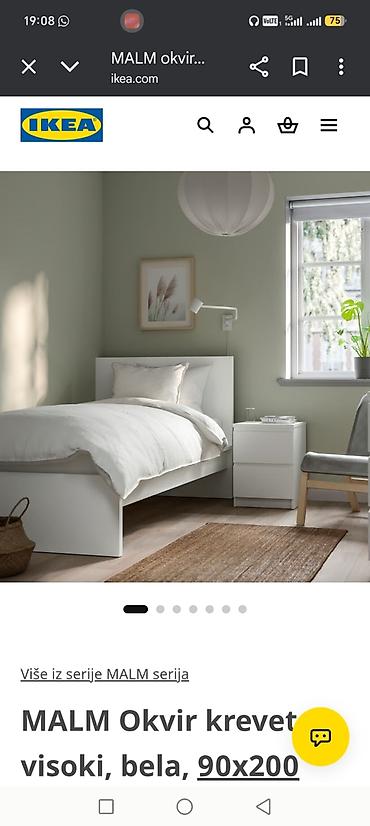 Kreveti: IKEA MALM Krevet — 50 € Prodaje se polovan IKEA MALM krevet u beloj — 4